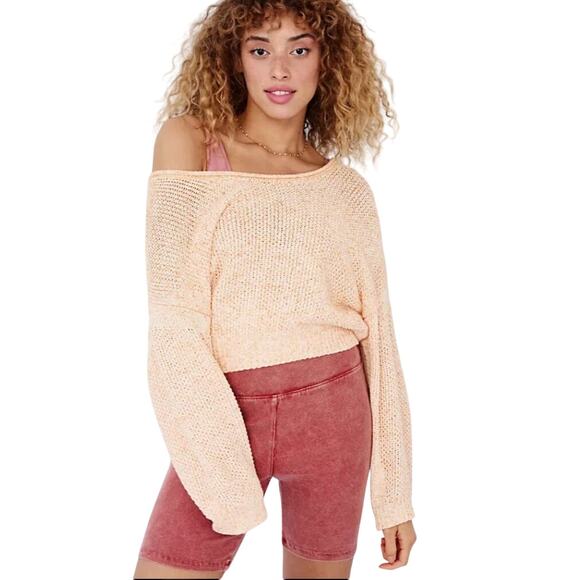 Anthropologie Sweaters - ANTHROPOLOGIE SATURDAY SUNDAY Women’s Peach Heathered cropped sweater
